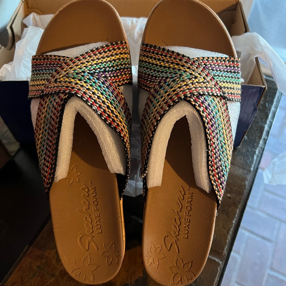 Skechers Earth-Tone Casual Sandals with Woven Straps